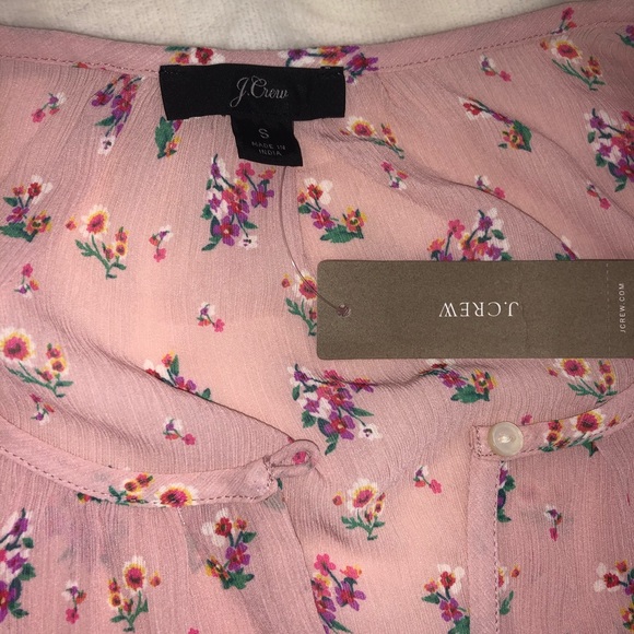 J. Crew Floral Ruched Sleeve Blouse NWT - Picture 3 of 7